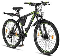 Licorne Bike Bicicleta de montaña prémium para niños, niñas, Hombres y Mujeres, Cambio de 21 velocidades, para Hombre, Effect, Niñas, Negro/Lima (2 Frenos de Disco) 26"