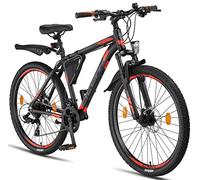 Licorne Bike Bicicleta de montaña prémium para niños, niñas, hombres y mujeres, cambio de 21 velocidades, para hombre, Effect, Niñas, negro/naranja (2 frenos de disco) 26"
