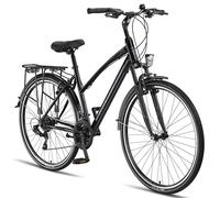 Licorne Bike Bicicleta de trekking prémium de 28 pulgadas para hombres niños niñas y mujeres cambio Shimano de 21 velocidades, bicicleta de ciudad bicicleta para hombres negro y gris