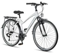 Licorne Bike Bicicleta de trekking premium en bicicleta de 28 pulgadas para hombre, chico y mujer, 21 velocidades, cambio de marchas, bicicleta de ciudad, bicicleta de hombre, L-V-ATB (blanco, 0