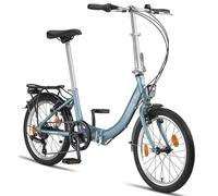 Licorne Bike Bicicleta plegable plegable de aluminio de 6 velocidades, cambio Shimano Quick-Fold-System bicicleta plegable (freno V, azul)