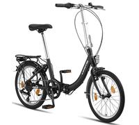 Licorne Bike Bicicleta plegable plegable de aluminio de 6 velocidades, cambio Shimano Quick-Fold-System bicicleta plegable (freno V, negro/antracita)