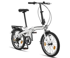 Licorne Bike Bicicleta plegable prémium de 20 pulgadas, para hombres, niños, niñas y mujeres, cambio de 6 velocidades, bicicleta holandesa, Conser, blanco/negro