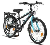 Licorne Bike Carter Premium - Bicicleta de montaña de 20 pulgadas para niños y niñas, cambio Shimano de 6 velocidades, color negro y azul