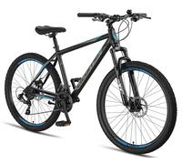 Licorne Bike Guide Premium 27,5 pulgadas Bicicleta de montaña - Horquilla de suspensión MTB con frenos de disco - Calidad de marca alemana - Para jóvenes y adultos (Negro/Azul)