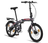 Licorne Bike Phoenix 2D 20 Pulgadas Aluminio Plegable Bicicleta Freno Disco Hombre Mujer 7 Marchas Piñón Bicicleta Ciudad Marco de Aluminio