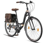 Licorne Bike Stella Plus Premium Bicicleta de ciudad de aluminio para niñas, niños, hombres y mujeres - 21 velocidades - Bicicleta holandesa (28 pulgadas, Negro)
