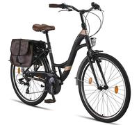 Licorne Bike Stella Plus Premium City Bike en bicicleta de aluminio de 26 pulgadas para niñas, niños, hombres y mujeres - 21 velocidades - Bicicleta holandesa (26 pulgadas), color negro