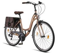 Licorne Bike Stella Plus Premium City Bike en bicicleta de aluminio de 28 pulgadas para niñas, niños, hombres y mujeres - 21 velocidades - Bicicleta holandesa (28 pulgadas, dorada)