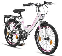 Licorne Bike Stella Premium Bicicleta de Ciudad de 20 Pulgadas, Cambio Shimano de 6 y 21 Velocidades, para Niñas, Hombres y Mujeres, Bicicleta Holandesa de Ciudad (Blanco 20 Pulgadas)