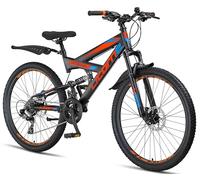 Licorne Bike Strong 2D Premium Mountain Bike en bicicleta de 26, 27,5 y 29 pulgadas para niños, niñas, mujeres y hombres, freno de disco delantero y trasero, 21 marchas, suspensión completa