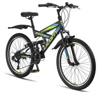 Licorne Bike Strong V - Bicicleta de montaña de 24 pulgadas Fully, para bicicleta de montaña de 8,9,10,11, cambio de 21 velocidades, suspensión completa, para niños y hombres