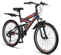 Licorne Bike Strong V - Bicicleta de montaña de 24 pulgadas Fully, para bicicleta de montaña de 8,9,10,11, cambio de 21 velocidades, suspensión completa, para niños y hombres