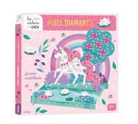 Licorne scintillante en pixel diamants: Coffret avec 3 cartes épaisses prédécoupées avec des zones collantes, 1 set d'application facile ( 1 coupelle, ... 100 cristaux (Les Ateliers créa' - Kits)