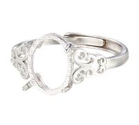Licsaliwe Anillo de plata de ley 925 en blanco, base de bisel ajustable para hacer joyas, ajuste de cabujón minimalista para piedras preciosas, ágata, jade, unisex 8 x 10