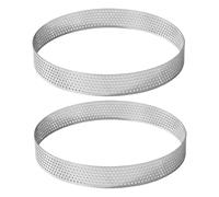 Licsaliwe Anillos para tarta de acero inoxidable, 2 uds., moldes para hornear antiadherentes perforados redondos resistentes al calor de 8 pulgadas