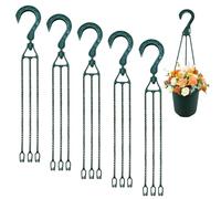 Licsaliwe Cadena de cesta colgante con 3 ganchos, 5 perchas de plástico giratorias para macetas de interior y exterior (16 pulgadas)