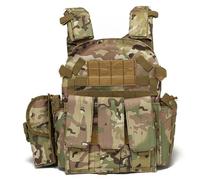 Licsaliwe Chaleco Airsoft MOLLE multifuncional, portador de placa transpirable ajustable para seguridad de entrenamiento al aire libre de paintball(camuflaje)