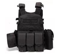 Licsaliwe Chaleco Airsoft MOLLE multifuncional, portador de placa transpirable ajustable para seguridad de entrenamiento al aire libre de paintball (negro)