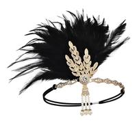 Licsaliwe Diadema estilo flapper de los años 20 para mujer, tocado Art Deco vintage con cristal y perla para fiesta de la era del jazz, disfraz de Halloween/Negro
