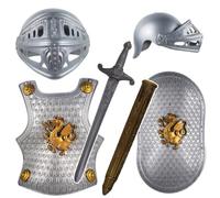 Licsaliwe Disfraz de Caballero para Niños, Conjunto de Armadura Infantil con Espada de Caballero Medieval, Escudo, Casco y Pechera, Disfraces de Halloween para Niños