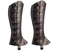 Licsaliwe Gaiters de armadura de piernas medievales, 1 par de cubiertas de botas renacentistas de cuero PU con correas ajustables, vestuario de cosplay/negro