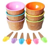 Licsaliwe Juego de 6 tazones para helado con cucharas, 6 colores, adorables tazas para helado de PP de doble capa para regalos de fiesta, decoraciones, suministros para bares