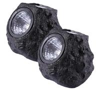 Licsaliwe Luces solares de roca, 2 uds., foco de piedra realista impermeable, luces LED de suelo cálidas para camino, patio, jardín