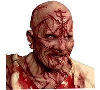Licsaliwe Máscara de látex de cabeza calva realista con cicatrices sangrientas, Halloween Horror Old Man Mask con agujeros de ventilación/ 8.3x11x14.6in