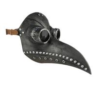 Licsaliwe Máscara de látex de médico de la Peste con Nariz Larga, máscara de Halloween Ajustable Steampunk para Cosplay y Fiestas de Disfraces de Halloween (Negro+Plata)