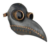Licsaliwe Máscara de látex para médico de la Peste con Nariz Larga, máscara de Halloween Ajustable Steampunk para Cosplay y Fiestas de Disfraces de Halloween (Negro+marrón)