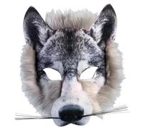 Licsaliwe Máscara de lobo para cosplay, máscara de animales peludas de medio cara con correa elástica, Therian para disfraz de la fiesta de la mascarada
