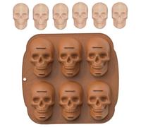 Licsaliwe Moldes de pastel de calavera de Halloween, 2 piezas Pirate Skull 3d Silicone Molde Partita para hornear, 6 Cavidades Moldes de caramelo para Galletas de Diy Decoración de Halloween (marrón)