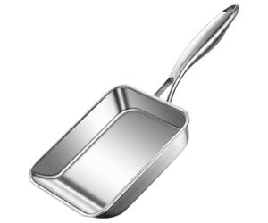 Licsaliwe Sartén tamelete japonesa de acero inoxidable de tamagoyaki, sartén antiadherente de huevo sin recubrimiento 7.5x6.3 fritura rectangular para cocinar rollo de huevo, filetes, tocino freír