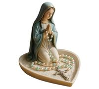 Licsaliwe Soporte para Rosario, Elegante Estatua de Resina de la Santísima Madre María para oración, decoración Religiosa católica del hogar y Presente, Estatua compacta de Altar de Escritorio