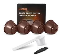 Lictin 4 Pack Cápsulas Filtros de Café Recargable Reutilizable para Cafetera Dolce Gusto Resistente Más de 200 Usos de Sustitucion de Cápsula, color Marrón