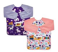 Lictin Bata de Pintura para Niños, 2 Unidades, Delantal Con 3 Bolsillos, Traje de Pintor Con Mangas Largas para 3 a 8 Años