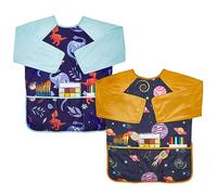 Lictin Bata de Pintura para Niños, 2 Unidades, Delantal Impermeable Con 3 Bolsillos, Traje de Pintor Con Mangas Largas para 3-8 Años