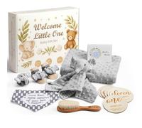 Lictin Cesta de Recién Nacido para Niños y Niñas bebé-14PCS Cesta de Bebé Recién Nacido con Manta de Bebé, Tarjetas Madera Cumple Mes,Manta de Seguridad Elefante, Calcetines Sonajero y Muñequera