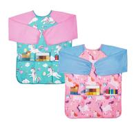 Lictin - Delantal de pintura infantil, impermeable, para niños, con 3 bolsillos, ideal para niños de 3 a 8 años, ideal para arte escolar y cocina