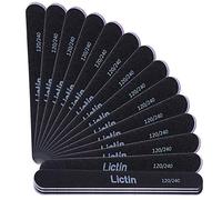 Lictin Juego de 12 limas de uñas profesionales, doble cara, desechables