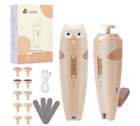 Lictin Lima de uñas eléctrica para bebé, recargable, lima de uñas para bebé, lima de uñas eléctrica con luz, lima de uñas para bebé, con 10 almohadillas de repuesto para cabezal de lijado, color caqui