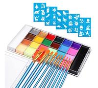 Lictin Pinturas Cara y Corporales -26 Colores + 10 Cepillos, Pintura Facial Corporales Seguro y Saludable Pintura Facial Lavable para Cumpleaños, Navidad, Copa del Mundo