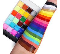 Lictin Pinturas Cara y Corporales -26 Colores + 10 Cepillos, Pintura Facial Corporales Seguro y Saludable Pintura Facial Lavable para Cumpleaños, Navidad, Copa del Mundo