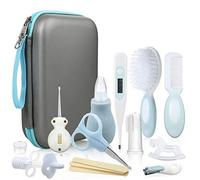 Lictin - Set de cuidado para bebés, 15 piezas, set de cuidado para bebés recién nacidos con termómetro de fiebre, aspirador de nariz, peine tijeras de uñas, kit de cuidado para recién nacidos azul azul