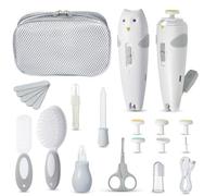 Lictin Set para Cuidado del Bebé-25 en 1 recargable cortaúñas eléctrico para bebé set, Lima de uñas para bebés con iluminación automática, Portátil Kit de Aseo para Bebés, ¡gran idea de regalo (Gris)