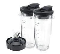 Licuadora Compatible Con Ninja, 2 Vasos De 24 Oz Con Tapas For Llevar, Cuchilla Extractora De 7 Aletas, For Auto IQ