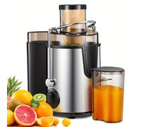 Licuadora de 400W con un gran de alimentación para enteras, fácil de limpiar, diseño centrífugo de acero inoxidable, base antideslizante, plateado