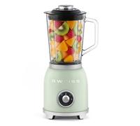 SWEISS Batidora de Vaso Vintage MXV7 - 1000 W, 2 Velocidades y Función Pulse, 6 Cuchillas de Acero Inoxidable, Jarra de Cristal 1,5 L, Base Antideslizante, Sistema de Seguridad, Color Verde