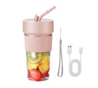 Licuadora para zumos frescos - Mini batidora de zumo de frutas USB de 350 ml, diseño de pajita, mezclador personal para batidos, mezclador de arroz personal, 6 cuchillas para el hogar, cocina, viajes